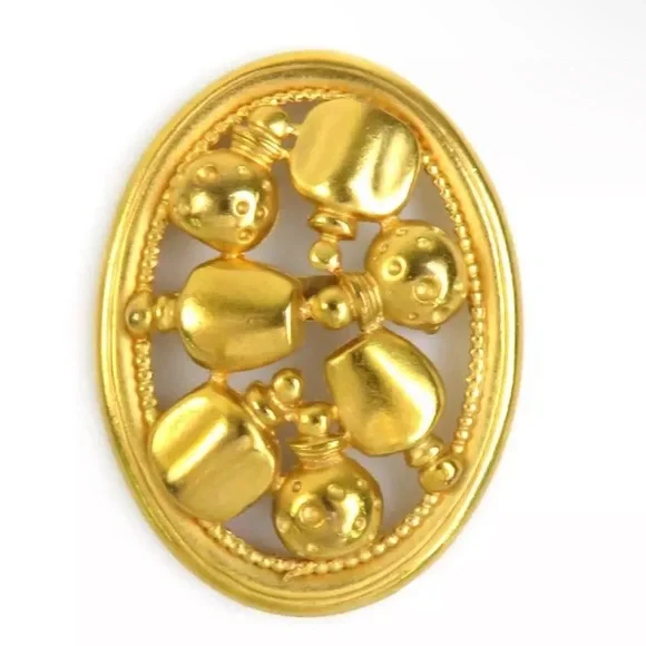 CHRISTIAN DIOR Parfums Pin Brooch Gold Plated ~2”x1.6” vintage. - Picture 5 of 5